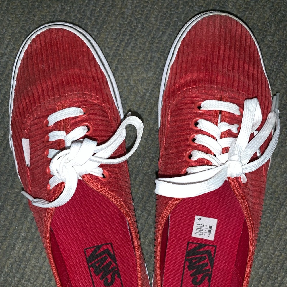 Vans red velvet/corduroy shoes